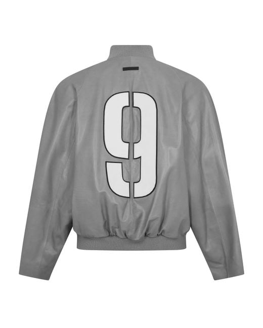 Fear Of God Gray Leather Jacket for men