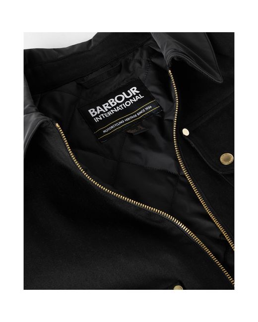 Barbour Black Warlock Heavy Cotton Faux-Velvet Collar Boxy Coach Jacket
