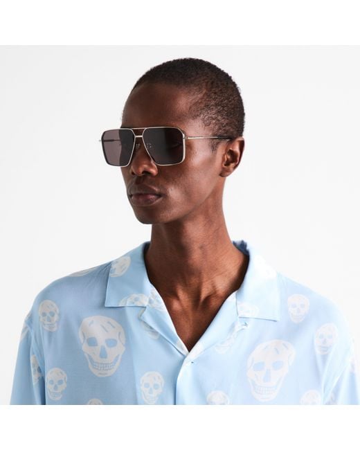 McQueen Gray Sun Aviator Sunglasses for men