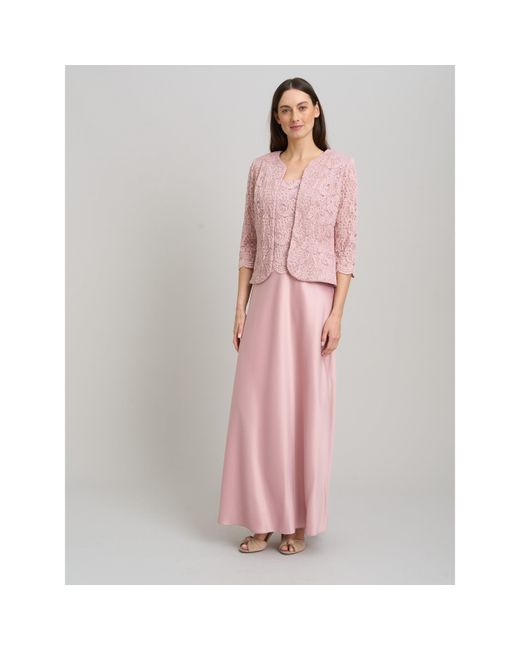 Gina Bacconi Pink Marilou Lace & Satin Dress & Jacket