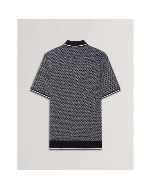 Ted Baker Blue Texture Short Sleeve Polo Shirt for men