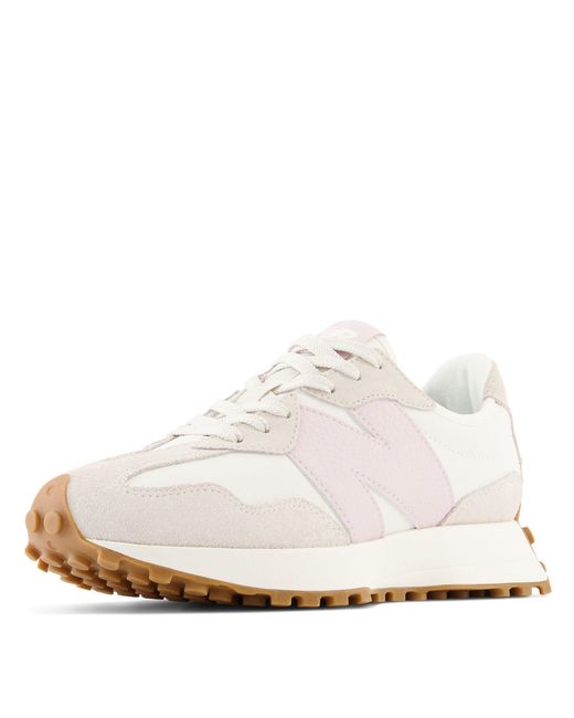 New Balance White 327 In Grey Suede/mesh