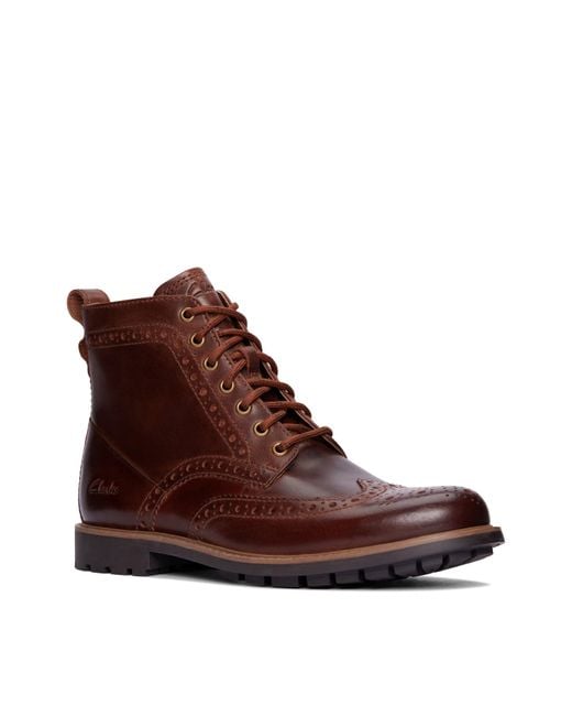 Clarks Brown Westcombe Brogue Boots for men