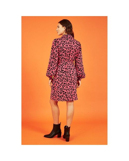 Mela London Red Animal Print Long Sleeve Dress