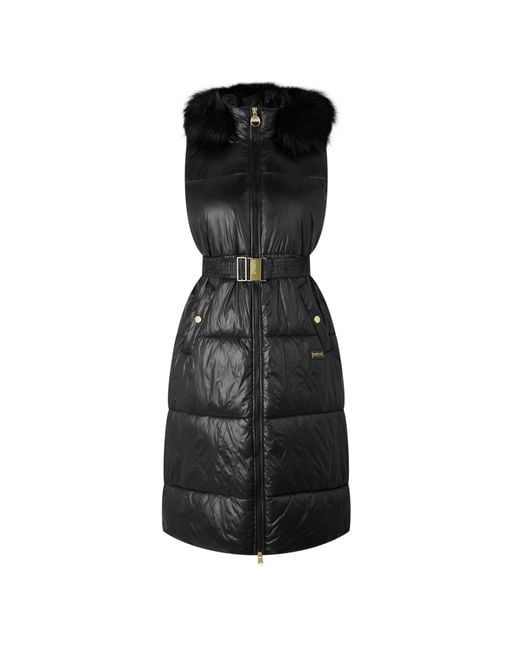 Barbour Black Saskia Quilted Padded Mid-Length Hooded Zip Gilet