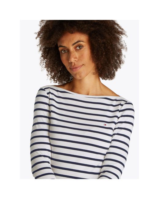 Tommy Hilfiger White Cody Slim Boat Neck Long-Sleeve T-Shirt