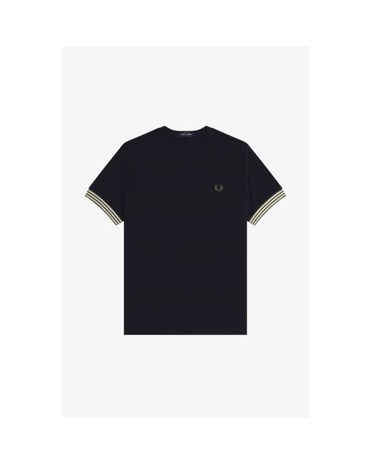 Fred Perry Blue Stripe Cuff T-Shirt for men