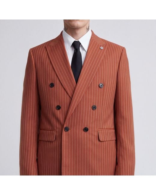 Twisted Tailor Red Syrah Double Breasted Suit Jacket for men