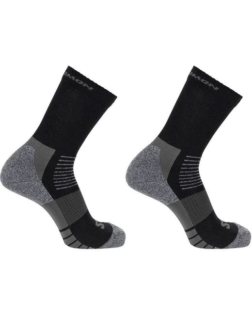 Salomon Black Merino Crew 2 Pack Walking Socks