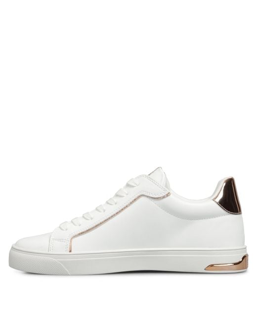 DKNY White Augustine Lace-Up Low-Top Trainers
