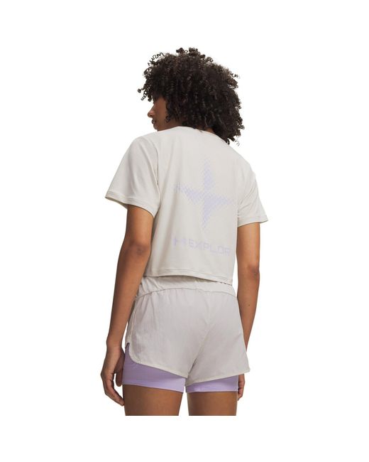 Under Armour White Explor Trail Run Graphic Short Sleeve Summit Crest