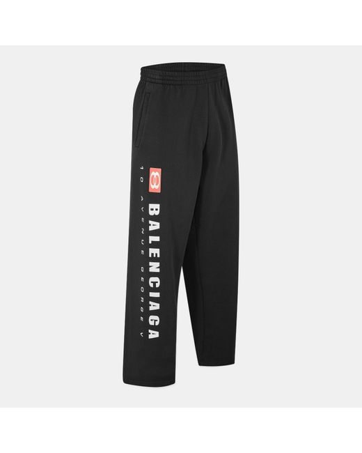 Balenciaga Black Wide Leg Jersey Open Hem Joggers for men