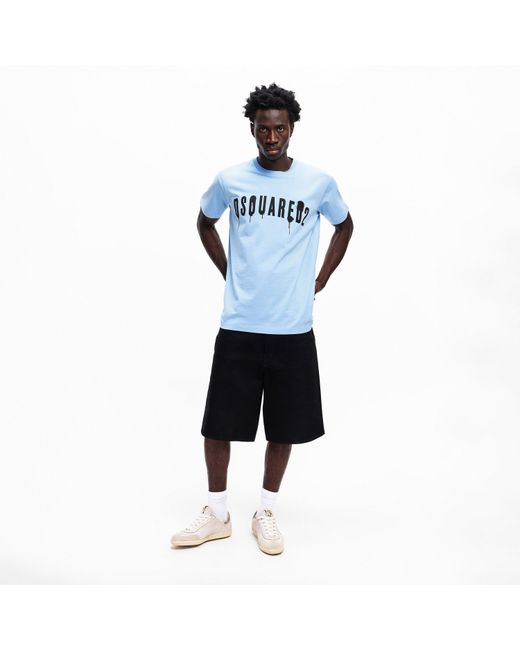 DSquared² Blue Spray Logo T Shirt for men