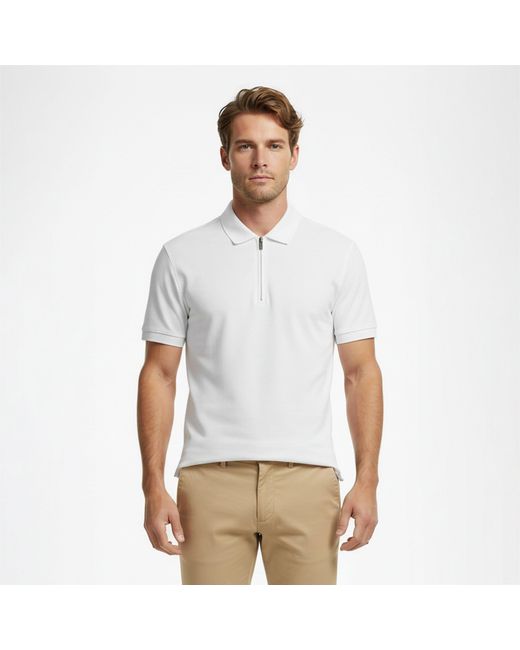 Tommy Hilfiger White Dc Zipped Short Sleeve Polo Shirt for men