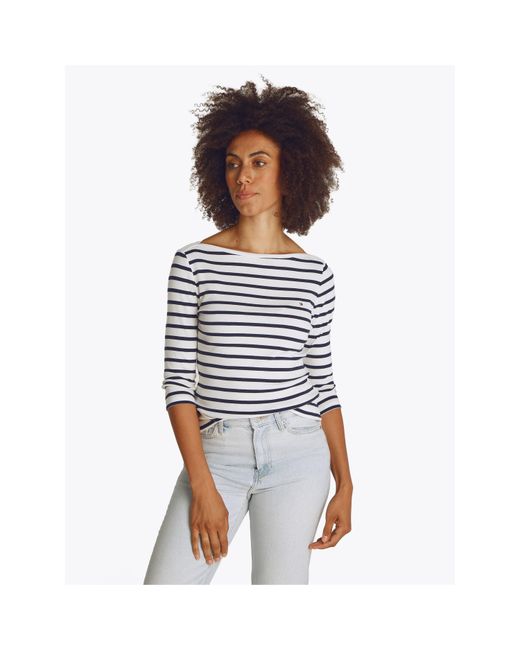 Tommy Hilfiger White Cody Slim Boat Neck Long-Sleeve T-Shirt