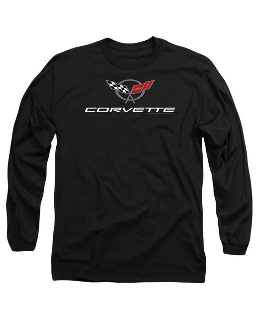 Other Black Chevrolet Corvette Modern Emblem Long Sleeve T-Shi for men