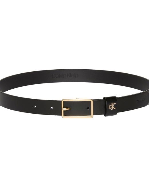 Calvin Klein Black Square Buckle Faux Leather Belt