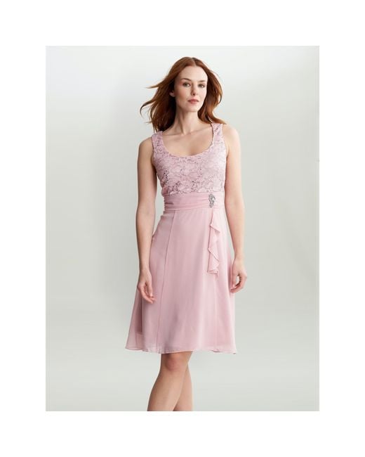 Gina Bacconi Pink Aribelle Short Empire Waist A-Line Dress
