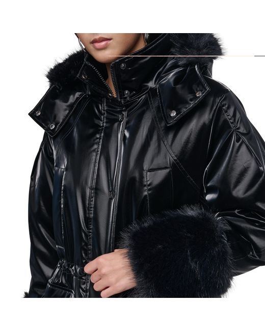DKNY Black Faux Fur Lngjkt Ld64