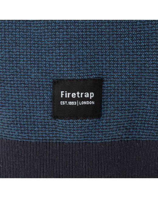 Firetrap Blue Short Sleeve Knit Polo Shirts Cardigan for men