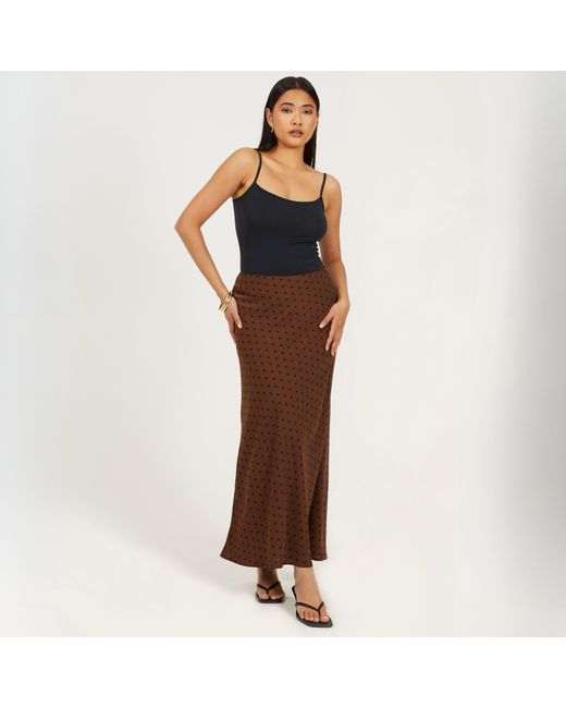 Brave Soul Brown Bs Polka Dot Print Maxi Skirt