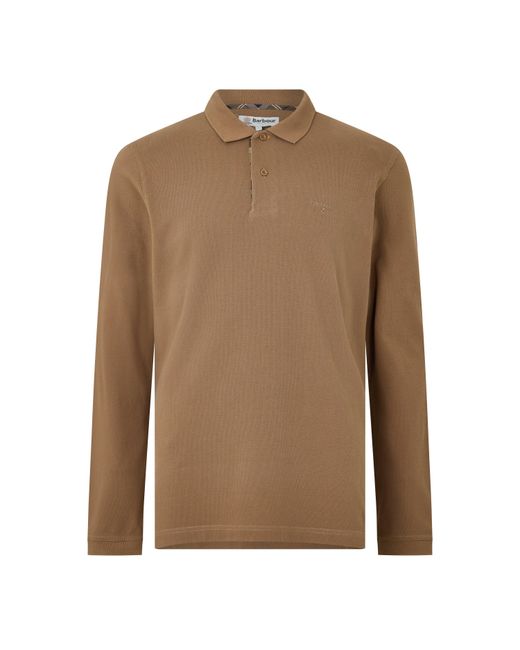 Barbour Brown Essentials Long Sleeve Polo Shirt for men