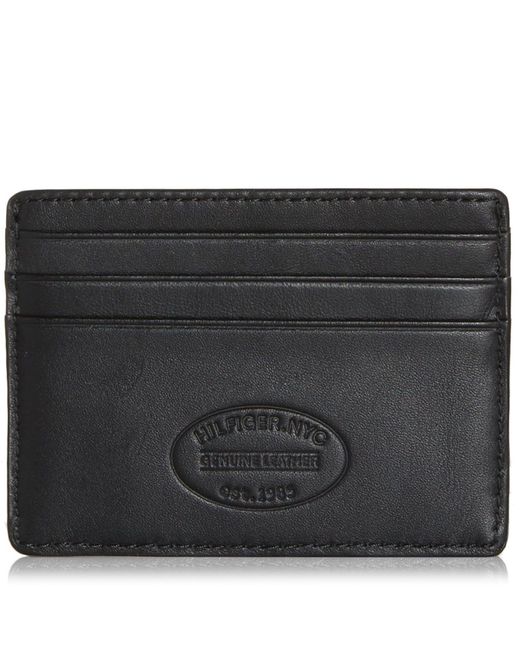 Tommy Hilfiger Black Leather Card Holder for men