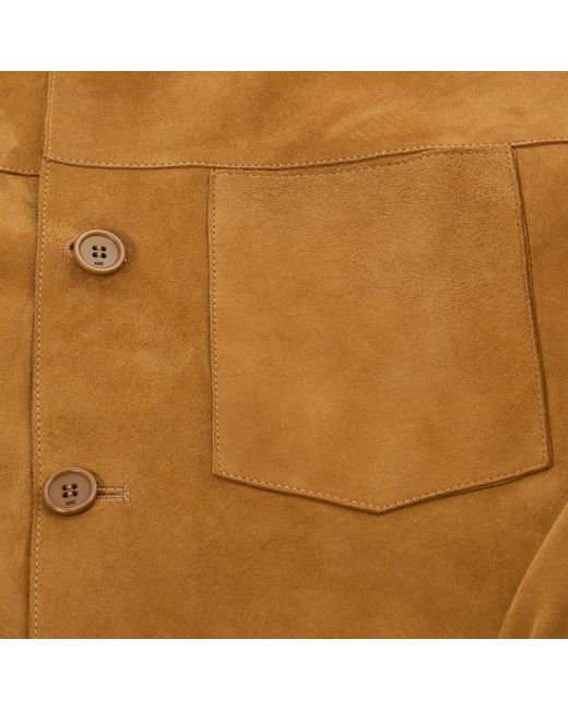 AMI Brown Suede Overshirt for men