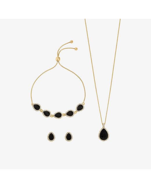 Jon Richard Blue Plated And Jet Pear Drop Trio Set