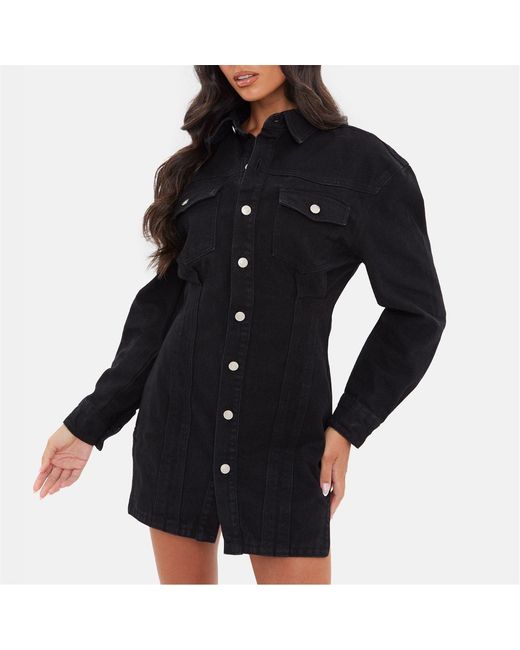I Saw It First Black Denim Mini Dress