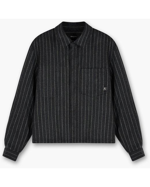 Represent Black Cropped Wool Long Sleeve Oversized Fit Overshirt for men