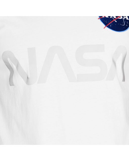 Alpha Industries White Nasa Reflective T Shirt for men