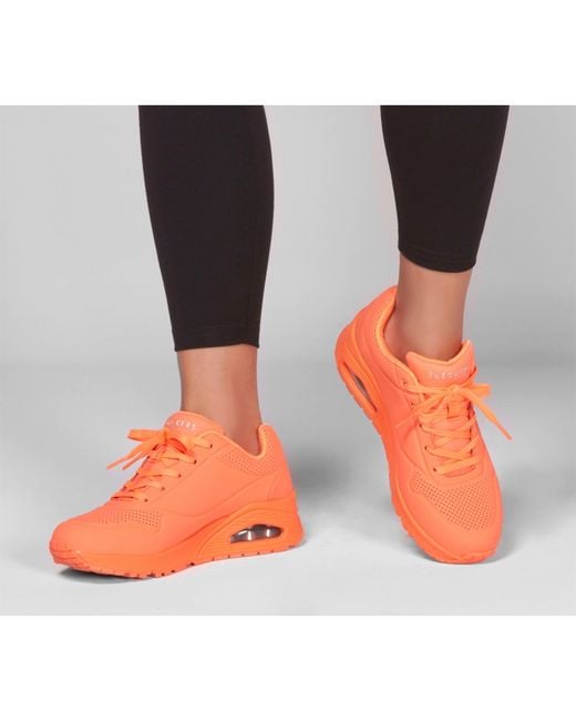 Skechers Orange Durabuck Lace Up Classic Low-Top Trainers