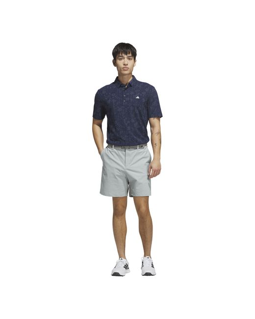 Adidas Blue Short-Sleeve Print Polo Shirt for men