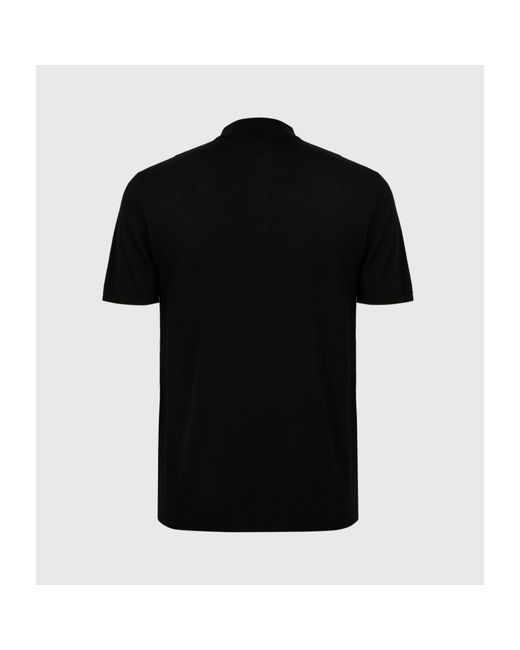 AllSaints Black Mode Merino Short Sleeve Polo for men