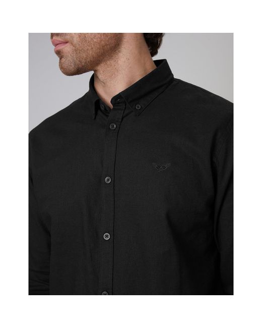 Threadbare Black Long-Sleeve Plain Shirt for men