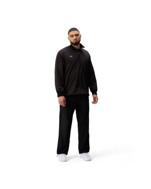 Canterbury Black Tempo+ Breakdown Contact Quarter-Zip Long Sleeve Performance Rugby Jacket for men