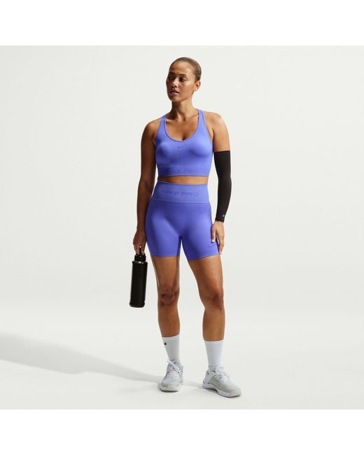 Nike Blue Pro Seamless Dri-Fit Cropped Tank Top