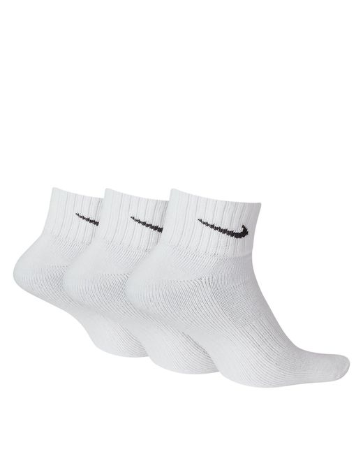 Nike White Three Pack Quarter Socks for men