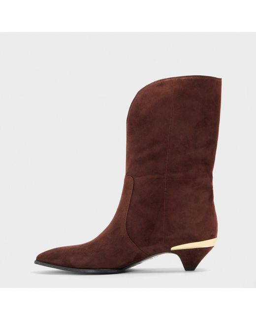 Love Moschino Brown Golden Metallic Ankle Heeled Boots