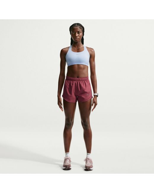 Nike Purple Tempo Dri-Fit Mid-Rise Brief-Lined Running Shorts