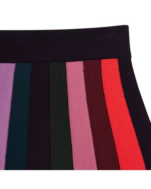 Paul Smith Red Striped Midi Knitted Skirt