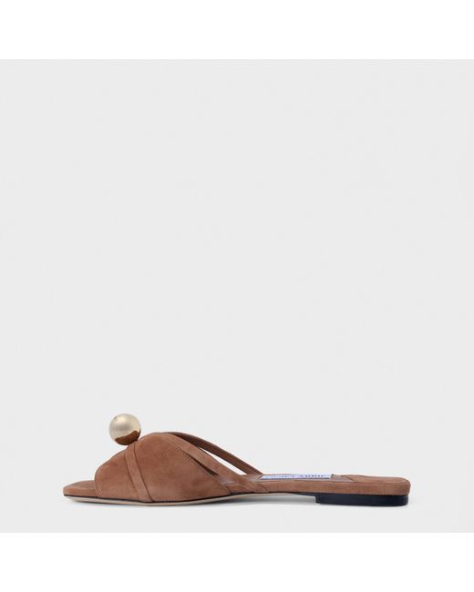 Jimmy Choo Brown Siva Mule Slip-On Flat Sandals