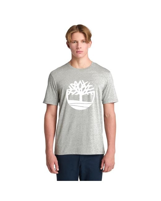 Timberland Gray Northwood Tree Logo Cotton Short-Sleeve T-Shirt for men