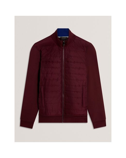 Ted Baker Red Long Sleeve Quilted Hybrid Jacket for men