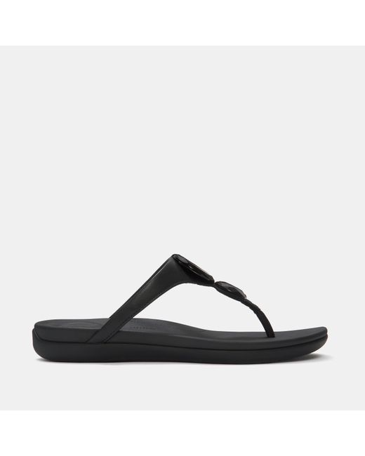 Fitflop Black Solay Glossy-Disc Toe-Post Sandals
