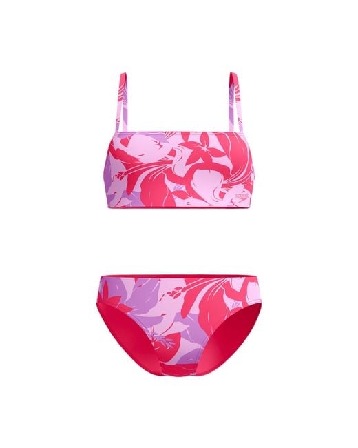 Speedo Pink Printed Adjustable Thinstrap 2 Piece