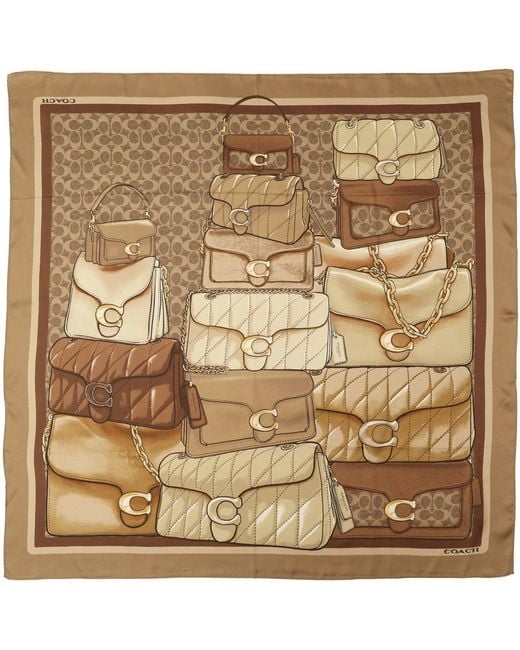 COACH Metallic Stacked Tabby Printed Silk Square