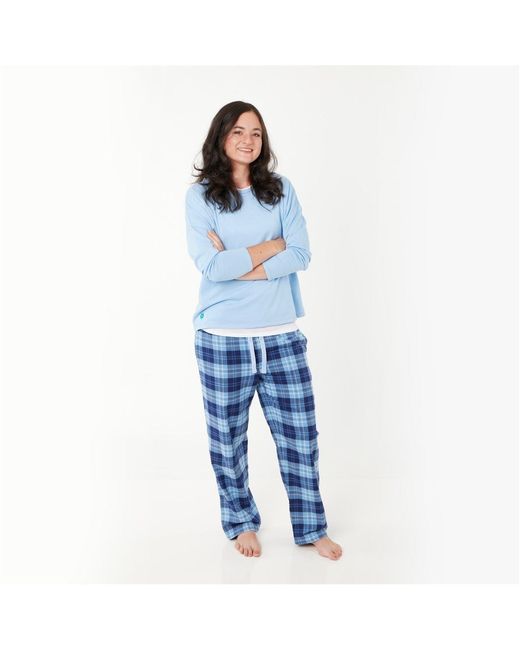 Lounge Blue Ladies Organic Brushed Cotton Lounge Trousers