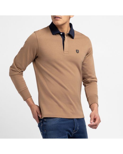 Eden Park Brown Dark Long-Sleeved Rugby Shirt for men